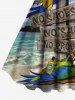 Plus Size Coconut Tree Parrot Seascape Print Hawaii Tank Dress -  