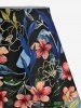 Jupe hawaïenne fendue à imprimé fleurs et feuilles grande taille - Noir XS