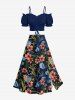 Jupe hawaïenne fendue à imprimé fleurs et feuilles grande taille - Noir XS