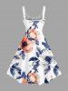 Robe hawaïenne grande taille à imprimé fleurs et feuilles - Blanc XXS