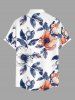 Chemise hawaïenne à imprimé floral et feuilles grande taille avec poche boutonnée pour homme - Blanc XL