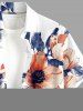 Chemise hawaïenne à imprimé floral et feuilles grande taille avec poche boutonnée pour homme - Blanc XL