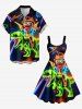 Plus Size Glitter Dinosaur Cat Planet Galaxy Print Hawaii A Line Dress -  