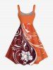 Robe hawaïenne grande taille à imprimé fleurs et papillons, coupe trapèze - Orange M