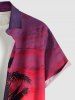 Plus Size Coconut Tree Ombre Dusk Print Hawaii Button Pocket Shirt For Men -  