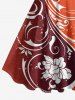 Robe hawaïenne grande taille à imprimé fleurs et papillons, coupe trapèze - Orange 2X