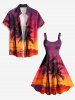 Coconut Tree Ombre Dusk Print Hawaii A Line Dress -  