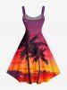 Coconut Tree Ombre Dusk Print Hawaii A Line Dress -  