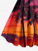 Coconut Tree Ombre Dusk Print Hawaii A Line Dress -  