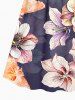 Plus Size Flower Leaf Print Hawaii Surplice A Line Cami Dress -  