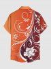 Chemise hawaïenne à imprimé floral et papillon grande taille avec poches boutonnées pour hommes - Orange 6XL