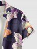 Plus Size Flower Leaf Print Hawaii Button Pocket Shirt For Men -  