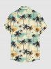 Plus Size Coconut Tree Bird Cloud Print Buttons Pocket Hawaii Shirt For Men -  