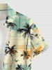 Plus Size Coconut Tree Bird Cloud Print Buttons Pocket Hawaii Shirt For Men -  