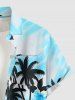 Plus Size Coconut Tree Hibiscus Flowers Print Buttons Pocket Hawaii Shirt For Men -  