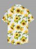 Chemise hawaïenne grande taille pour homme, à imprimé tournesol, boutons et poches. - Jaune 2XL