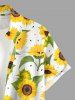 Chemise hawaïenne grande taille pour homme, à imprimé tournesol, boutons et poches. - Jaune 2XL