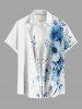Ensemble de plage hawaïen assorti grande taille à imprimé fleurs et feuilles pour couples - Blanc 