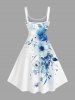 Ensemble de plage hawaïen assorti grande taille à imprimé fleurs et feuilles pour couples - Blanc 