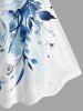 Ensemble de plage hawaïen assorti grande taille à imprimé fleurs et feuilles pour couples - Blanc 