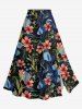 Flowers Leaf Print Plus Size Hawaii Matching Set -  