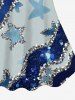 Glitter Sparkling Sequins Striped Stars Lace Print Tank Top and Flare Pants Plus Size Matching Set -  