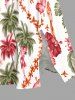 Ensemble de plage hawaïen assorti grande taille pour couples, imprimé cocotiers, hibiscus et perroquets - Rose clair 