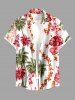 Ensemble de plage hawaïen assorti grande taille pour couples, imprimé cocotiers, hibiscus et perroquets - Rose clair 