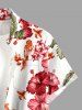 Ensemble de plage hawaïen assorti grande taille pour couples, imprimé cocotiers, hibiscus et perroquets - Rose clair 