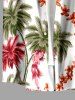 Ensemble de plage hawaïen assorti grande taille pour couples, imprimé cocotiers, hibiscus et perroquets - Rose clair 