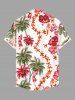 Ensemble de plage hawaïen assorti grande taille pour couples, imprimé cocotiers, hibiscus et perroquets - Rose clair 