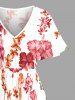 Ensemble de plage hawaïen assorti grande taille pour couples, imprimé cocotiers, hibiscus et perroquets - Rose clair 