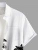 Ensemble hawaïen assorti chemise et barboteuse grande taille, tenue de plage imprimée cocotiers et oiseaux, paysage marin pour couples - Blanc 