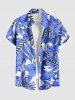 Ensemble de plage hawaïen assorti grande taille à imprimé fleurs d'hibiscus pour couples - Bleu 