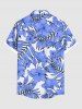 Ensemble de plage hawaïen assorti grande taille à imprimé fleurs d'hibiscus pour couples - Bleu 