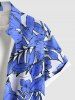 Ensemble de plage hawaïen assorti grande taille à imprimé fleurs d'hibiscus pour couples - Bleu 