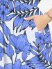 Ensemble de plage hawaïen assorti grande taille à imprimé fleurs d'hibiscus pour couples - Bleu 