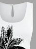 Coconut Tree Bird Seascape Print Cinched Hawaii Romper -  