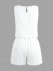 Coconut Tree Bird Seascape Print Cinched Hawaii Romper -  