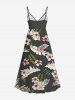 Hibiscus Flower Tropical Leaf Print Surplice Hawaii Cami Dress -  