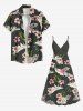 Hibiscus Flower Tropical Leaf Print Surplice Hawaii Cami Dress -  