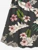 Hibiscus Flower Tropical Leaf Print Surplice Hawaii Cami Dress -  