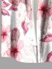 Chemise hawaïenne grande taille pour homme, à imprimé tropical et boutons, avec poche et fleurs d'hibiscus. - Rose  M