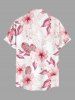 Plus Size Hibiscus Flower Tropical Print Buttons Pocket Hawaii Shirt For Men -  