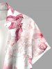 Plus Size Hibiscus Flower Tropical Print Buttons Pocket Hawaii Shirt For Men -  