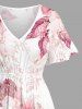 Plus Size Hibiscus Flower Tropical Print Split Hawaii Midi Dress -  