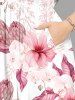 Plus Size Hibiscus Flower Tropical Print Split Hawaii Midi Dress -  