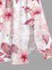 Robe mi-longue hawaïenne fendue à imprimé tropical et fleurs d'hibiscus (grandes tailles) - Rose  5X