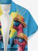 Flamingo Sea Sun Painting Print Hawaii Button Pocket Shirt For Men -  