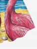 Flamingo Sea Sun Painting Print Hawaii A Line Dress -  